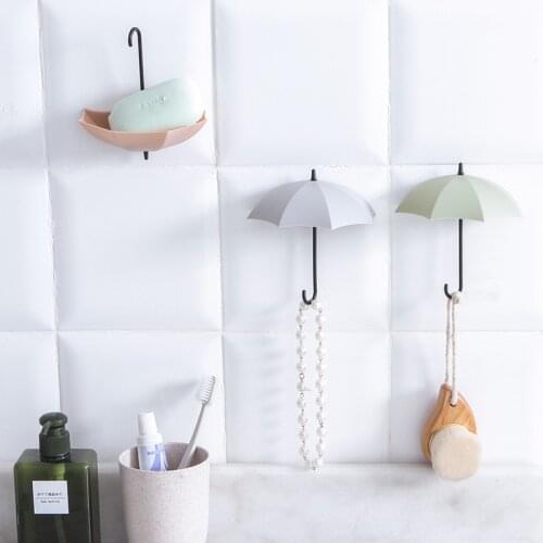 3 pieces/umbrella-shaped creative key hanger household decoration rack kitchen bathroom bedroom accessories wall hook gadget