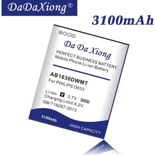 Da Da Xiong 3100mAh AB1630DWMT Battery for PHILIPS Xenium D633 T539 W536 W635 W6350 X2560 X2566 CTW536 E310 S307 CTS307 Battery