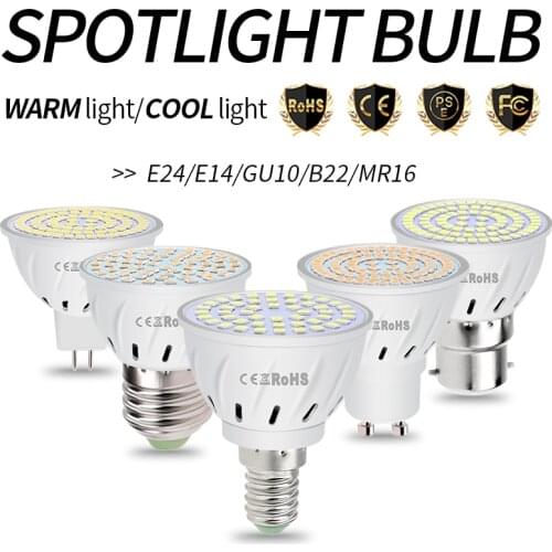 Bombilla GU10 LED Bulb Energy Saving Home Spotlight 48 60 80leds E27 LED Lamp MR16 Light Bulbs For Indoor Lighting E14 LED Lamps