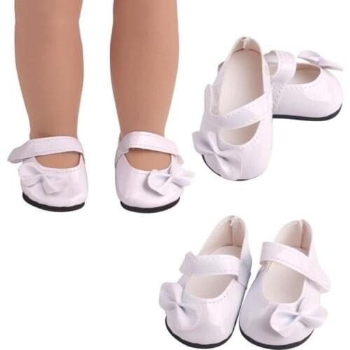 18 Inch Pu Leather Shoes Doll Accessories Creative Gifts Presents White Mini Shoes For Kids Baby Interesting Gifts