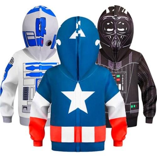 Childrens Wear Autumn and Winter American Captain Childrens Clothing Set Star Wars Hoodie Cartoon Boys' Sports Coat Pocket