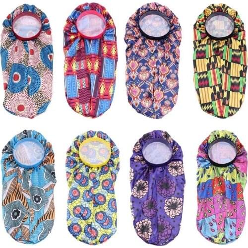 African Print Long Tube Bonnet Night Sleep Cap Satin Silky Hair Care Cap Headscarf Turban Street Style For Ladies Fashion