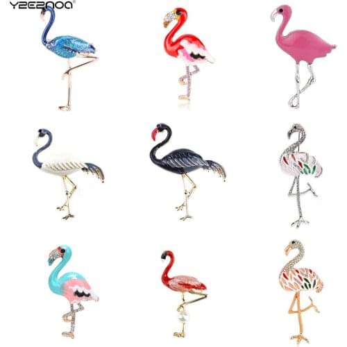 Enamel Flamingo Brooches Unisex Women And Men Brooch Pin Bird Animal Broches Fashion Dress Coat Accessories Multiple Styles