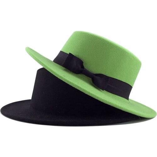 Solid New Classic Color Felt Fedoras Hat for Men Women artificial wool Blend Jazz Cap Wide Brim Simple Church Derby Flat Top Hat