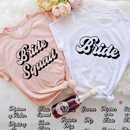 Womens t-shirt katoen o nek womens wedding bridal party plus size shirts bride squad bachelorette party tshirt grafische
