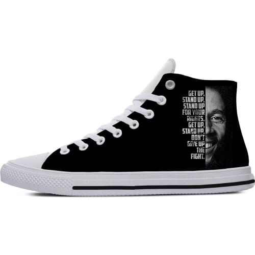 Get up Stand up Bob marley Lightweight High Top Canvas Shoes Men Women Casual Breathable Sneakers