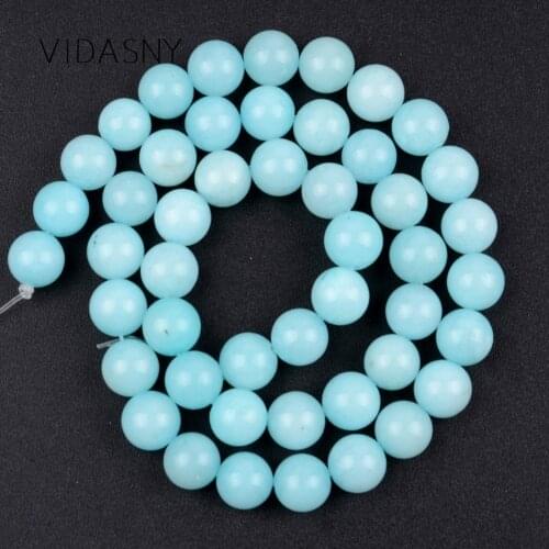 Natural Stone Aquamarines Round Loose Beads For Jewelry Making 4mm-10mm Spacer Beads Diy Bracelet Necklace Charms 15'' Wholesale
