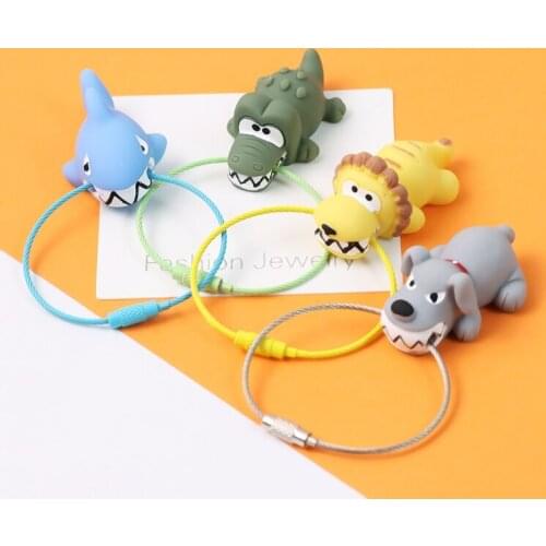 Cute Cartoon Big Teeth Lion Dolphin Doggy Resin Keychain For Women DIY Key Chains Ring Car Bag Pendent Charm D681