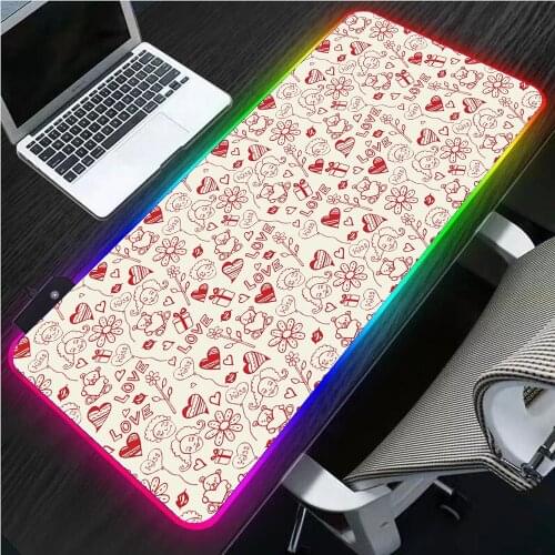 Fashion Lover Illustration Rgb Computer Keyboard Mousepad Anime Gaming Accessories LED Gamer PC Computer Office Mat Gaming Desk