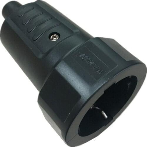 Black 16A 250V PVC shell wiring assembly outlet connet European standard power Adaptor detachable female socket