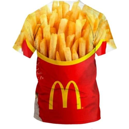 Hot sell MenNew 3D Print French Fries Food Mens Summer 3D Fashion Casual 3D T-Shirt xxs-6xl
