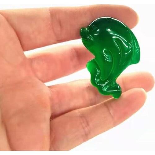 Natural Green Chalcedony Hand-carved Little Dolphin Pendant Fashion Boutique Jewelry Men and Women Green Agate Necklace Gift