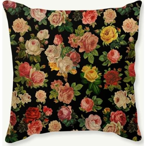 Colorful Flowers Maple Leaves Cushion Cover Throw Pillow Cover Tropic Small Floral Decorative Car Sofa Chair Pillow Case