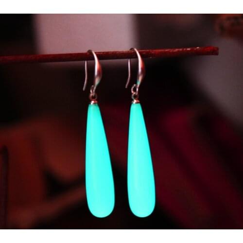 New Earrings long Water droplets Glow in The Dark Long drop Ear hook eardrop Gift For Women Pendant earring Lovers