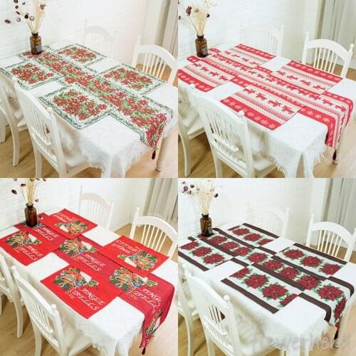 New Christmas Polyester Xmas American Country Table Runner Tablecloth Placemat Table Flag Towel Covers Decoration Coffee Mat
