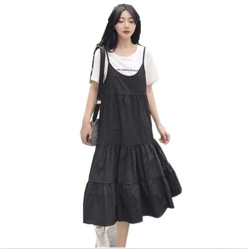 Girls Suspender Dress 2020 Patchwork Sleeveless Summer Cute Lolita Sling Dresses Cotton Linen Plus Size M-7XL Street Vestidos