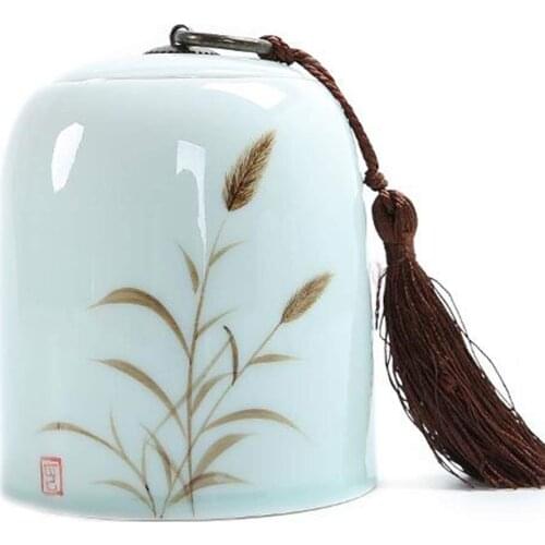 Funeral Cremation Urns for A Small of Adult Ashes and Memorial- Hand-Painted Ceramics Sealed jar - Burial Urns at Home