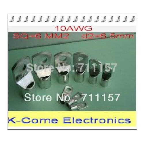 SC6-6 Copper Cable Lugs For 10AWG With Mounting Hole 6.5 mmTerminals Connectors Connecting Tinned Lug