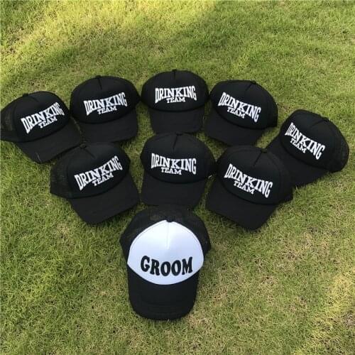 GROOM DRINKING TEAM Hat Snapback Caps Hip Hop Branded Baseball Mesh Cap Wedding Party Black Letter Man Adjustable Woman hats