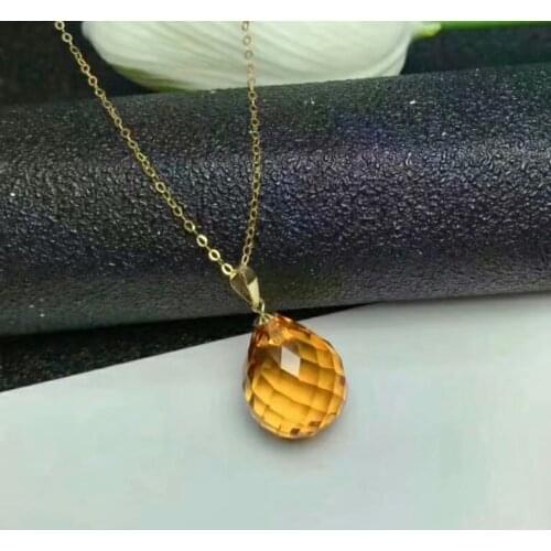 Shilovem 18k yellow gold citrine pendants fine Jewelry women party new classic plant mym002