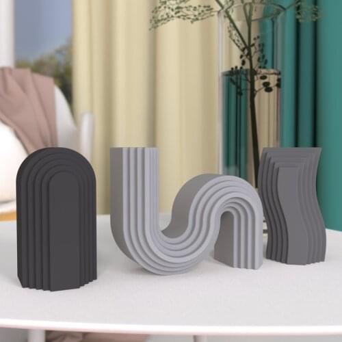 Concrete Flower Insert Silicone Mold Creative Modeling layer Step Design Concrete Vase Brushpot Mold Nordic Home Decoration Mold