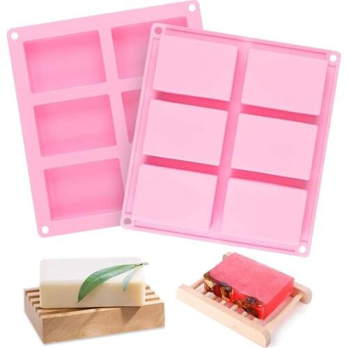 SILIKOLOVE 6 Cavity Silicone Mold for Making Soaps 3D Plain Soap Mold Rectangle DIY Handmade Soap Form Tray Mould