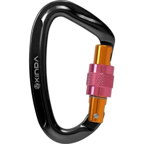 Climbing Carabiner D Shaped Safety Master Screw Lock Buckle 25KN Mountaineering Caving Rock Escalade Equipement