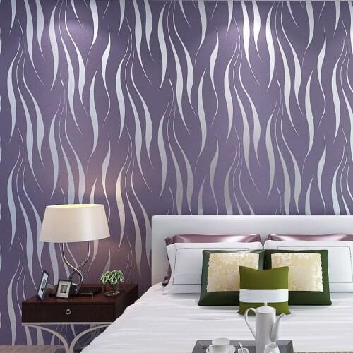 Modern Non-woven fabric Wavy stripes wallpaper Silver Grey color Bedroom living room TV background wallsticker