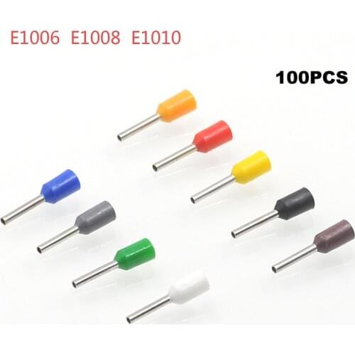 100pcs Tube Insutated Cord End Terminals Electrical Crimp Terminal Wire Connector E1006 E1008 E1010 E1012 Cable Ferrules VE