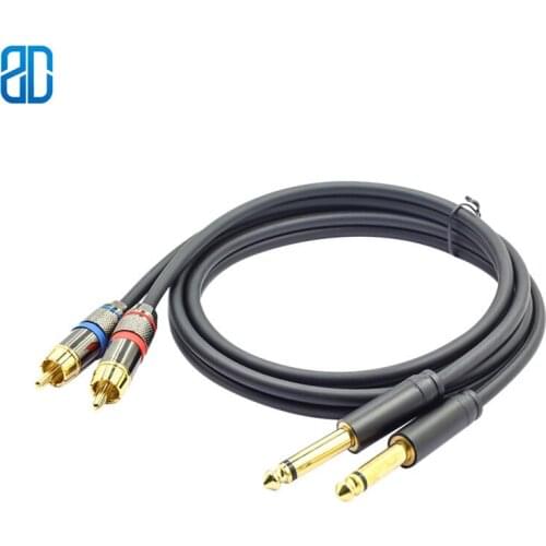 6.5MM to RCA Male to Female Double 6.5mm Male Microphone Extension Cable Cord Amplifier Guitar Audio Extension Cable Cord