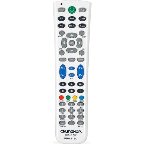 Universal Chunghop RM-L677E Remote Control for TV DVD SAT/CBL DVR AUX Television Digital Terrestre All Brand Controller
