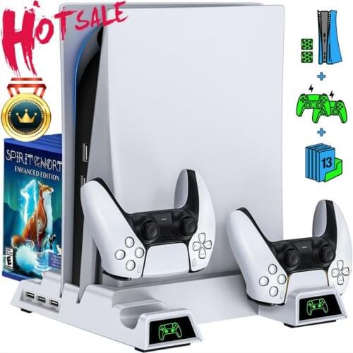 For PS5 Controller Charger Console Vertical Cooling Stand Fast Charging Station For SONY Playstation 5 Disc/Digital