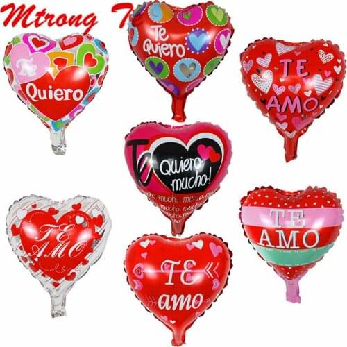 50/100pcs 10" Spanish Te Amo I Love You Foil Balloons Decoration Kids Toys Wedding Mothers Day Valentines Day Gifts Air Globos