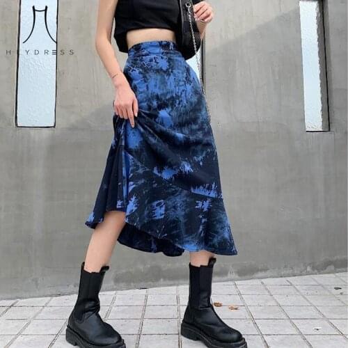Heydress Ruffles Sexy Design Chic TIE DYE Autumn Skirts Women Vintage Stylish Ladies Streetwear Harajuku Mid-calf Faldas Mujer