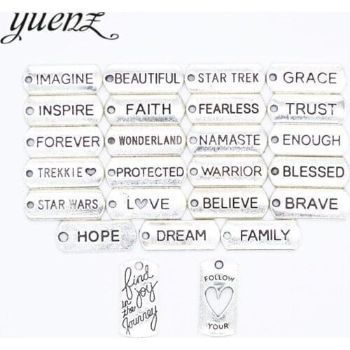 YuenZ 25pcs Mixed Antique Sliver Plated Message Letter Tag Charm DIY metal charms for jewelry making S231