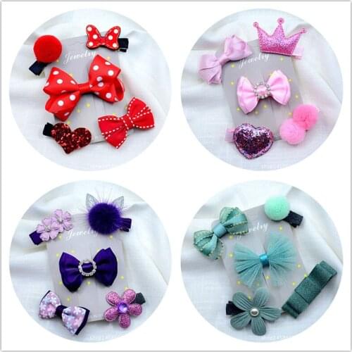 Cute Cartoon Crown Princess Bowknot Hairpin Girls Kids Flower Hair Clips Bows Barrette Accessories For Child Hairclip Headdress