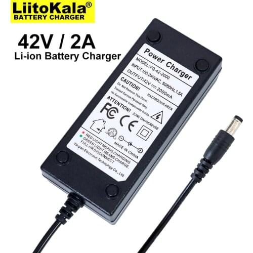 5PCS Liitokala 36V battery charger output 42V 2A charger input 100-240VAC lithium ion charger for 10S 36V electric bicycle