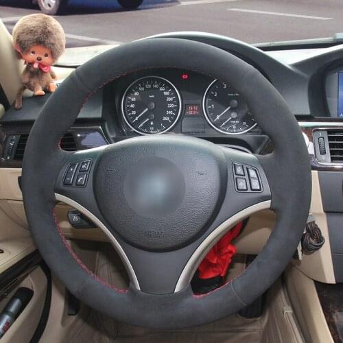 Black Suede protector car steering wheel for BMW E90 320i 325i 330i 335i 120d E87 120i 130i