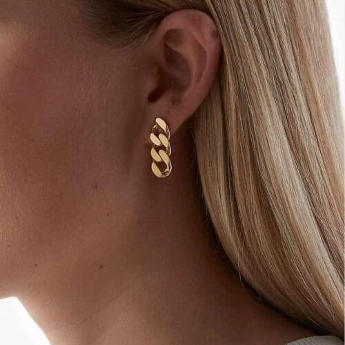 2020 New Trend Stud Chain Earrings Gold Color Geometric Earrings For Women Personalized Jewelry Party Gifts