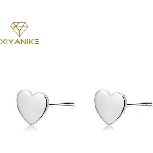 XIYANIKE 925 Sterling Silver Hot Fashion Prevent Allergy Heart-shaped Stud Earrings For Women Lovers Simple Handmade Jewelry