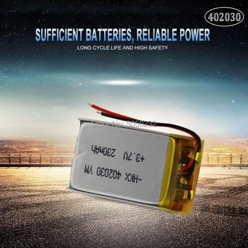 1pc 200mah 3.7V 402030 Lithium Polymer Li-Po Battery For GPS MP4 Camera Power Bank Tablet Electric Toys PAD DVD Lipo cells