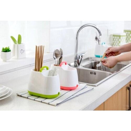 1PC Portable Korean chopsticks cage tableware spoon chopsticks tube storage box kitchen drain chopsticks storage rack Ok 0222