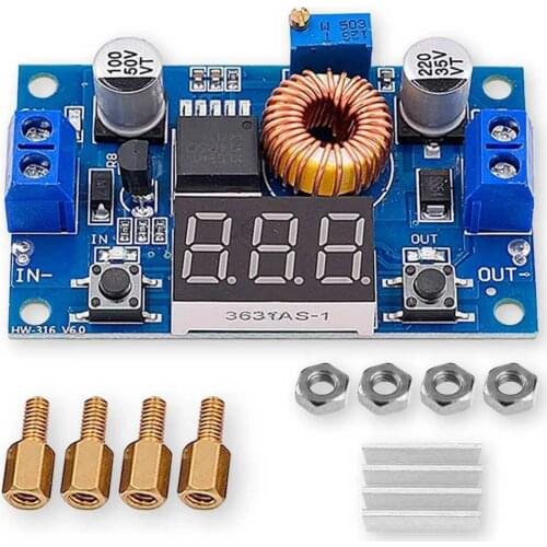 1pcs XL4015 5A High power 75W DC-DC adjustable step-down module+LED Voltmeter Power supply module