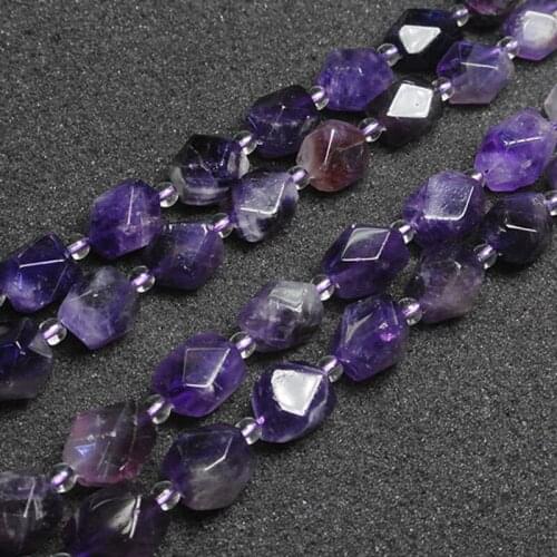 12x14mm Natural Faceted Rectangle Cuboid Amethysts Beads For Jewelry Making Beads Bracelets 15'' Needlework DIY Beads Trinket