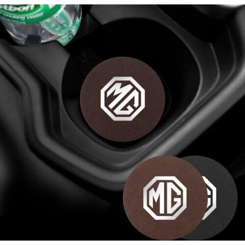 2Pcs PU Leather Car Cup Mat Auto Emblem Coaster Accessories For Morris Garages GT GS Hector HS MG3 MG5 MG6 MG7 ZS EZS EHS MG ZS