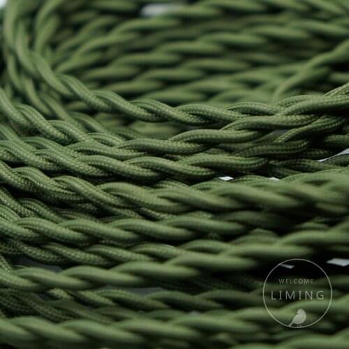 2x0.75 ARMY GREEN Twisted Wire Twisted Cable Retro Braided Electrical Wire Fabric Wire DIY Pendant Lamp Wire Vintage Lamp Cord