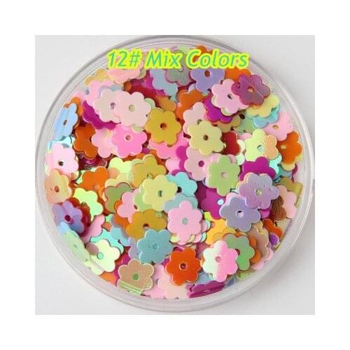 3000pcs/lot PVC Sequins 6mm Flower Plum Blossom Flat Loose Paillette 12# Mix Colors