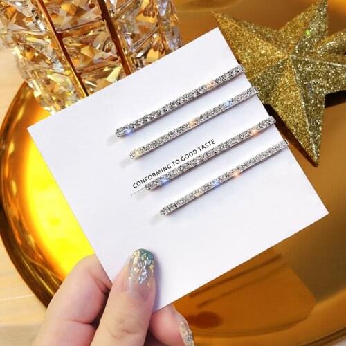 New 4Pcs Crystal Rhinestone Hair Clips Colorful Shining Stone Hair Pins Barrettes Girl Diamond Hair Styling Accessories