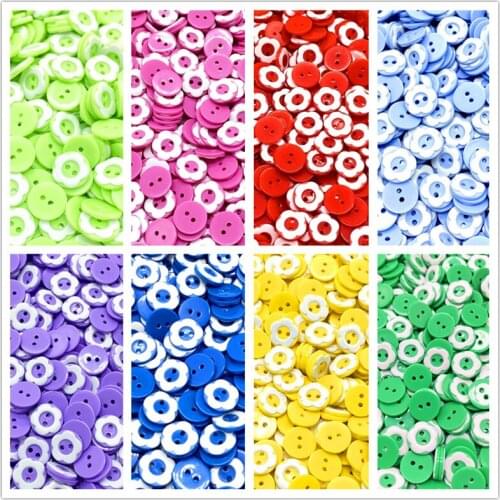 50Pcs/Lot 12mm Assorted Colors Shapes Tiny Resin Button Beads 2 Holes Sewing Craft DIY Hand-made Clothing Accessories