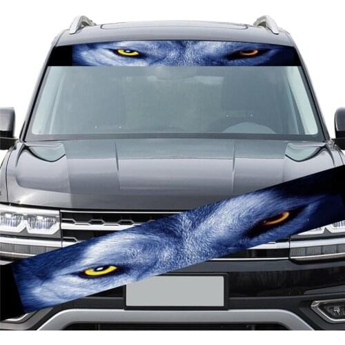 Car Front Windshield Sticker Rear Auto 3D Sunshade Stickers Terrorist Decor Front File Wolf Cat Eyes Sticker Decorative 130*21cm